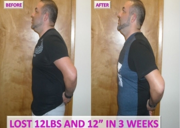 A man is shown before and after his weight loss.